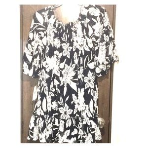 NWT beautiful black dress with white flowers!